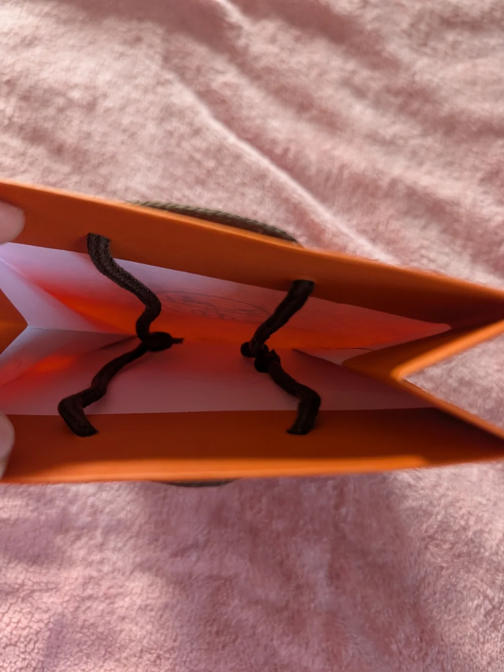 Hermes Orange Gift Bag with Black Rope Handles